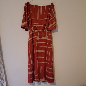 Banana Republic Red and Tan Silk Dress Wedding Guets or Cocktail Parties. Size 8
